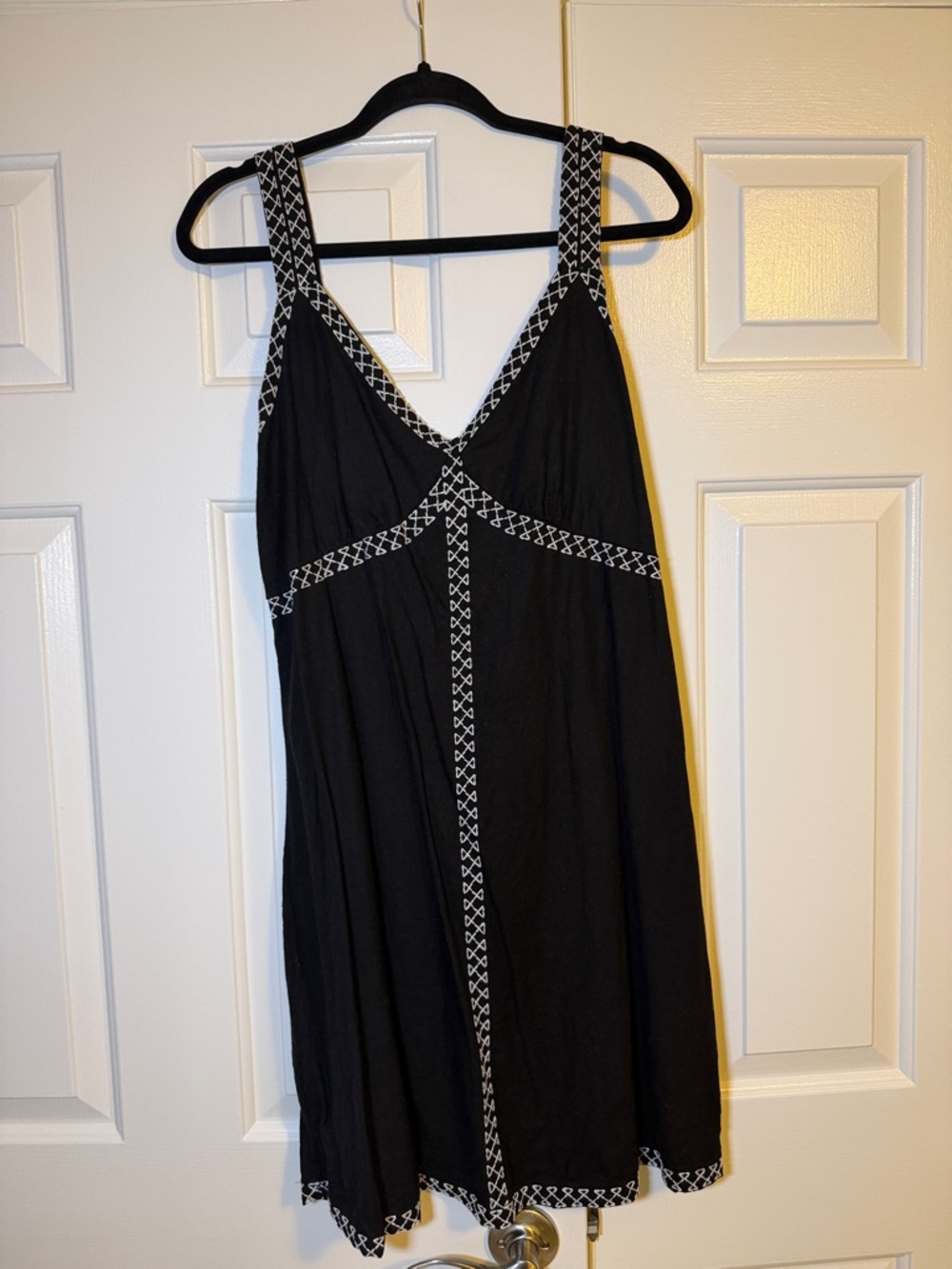 Rachel Zoe Black Dress with White Geometric Stitching